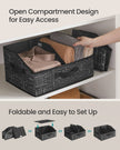 Collapsible Storage Boxes Set – Fabric – Ink Black – Set of 6 with 3 Handles