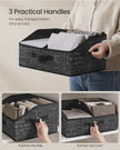 Collapsible Storage Boxes Set – Fabric – Ink Black – Set of 6 with 3 Handles