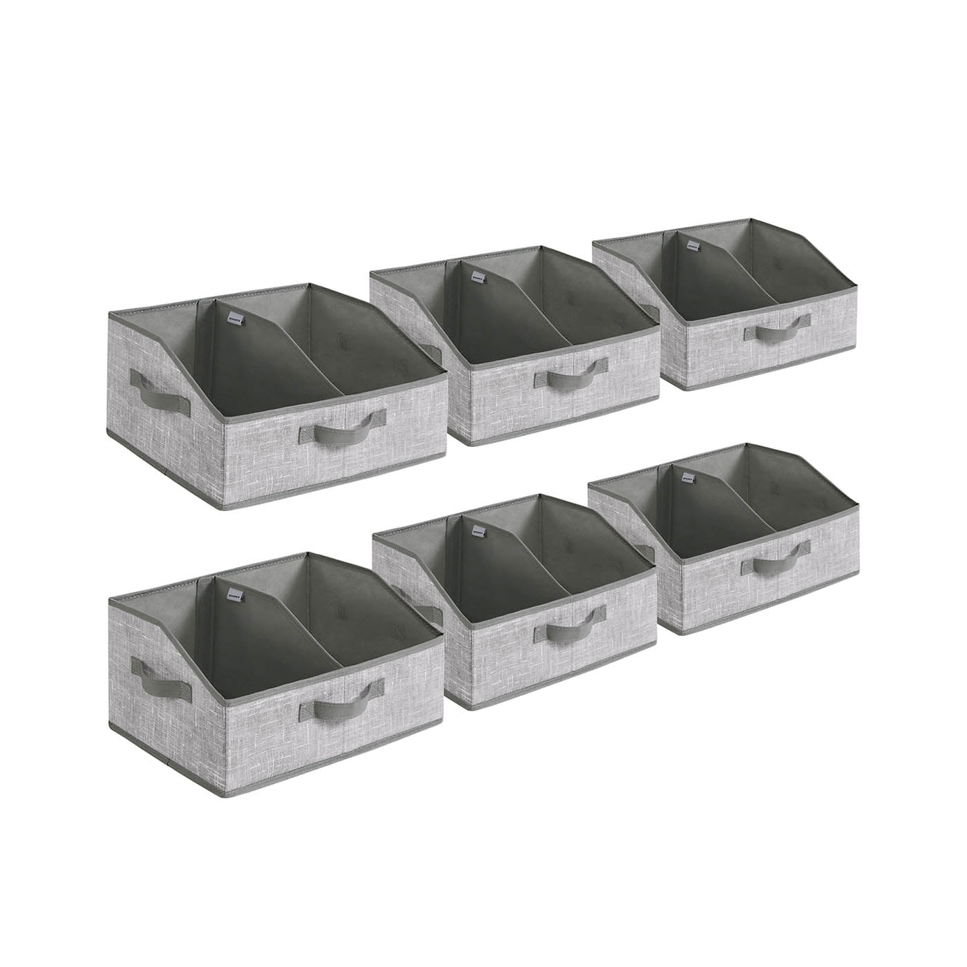 Set of 6 Collapsible Storage Boxes – Fabric – Cattail Grey – Versatile Organizers with 3 Handles