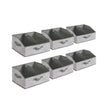 Set of 6 Collapsible Storage Boxes – Fabric – Cattail Grey – Versatile Organizers with 3 Handles