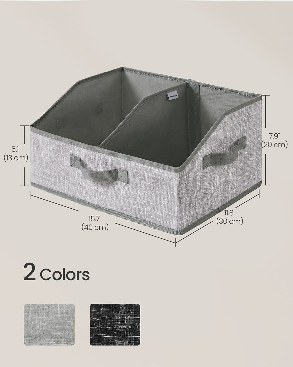 Set of 6 Collapsible Storage Boxes – Fabric – Cattail Grey – Versatile Organizers with 3 Handles