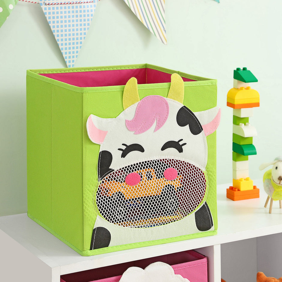 Foldable Storage Boxes – Fabric – Multicolor – Set of 3 with Animal Motifs