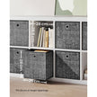 Set of 6 Foldable Fabric Storage Boxes – Heathered Black – 30 x 30 x 30 cm – Convenient Fingerhole