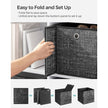 Set of 6 Foldable Fabric Storage Boxes – Heathered Black – 30 x 30 x 30 cm – Convenient Fingerhole