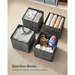 Set of 6 Foldable Fabric Storage Boxes – Heathered Black – 30 x 30 x 30 cm – Convenient Fingerhole