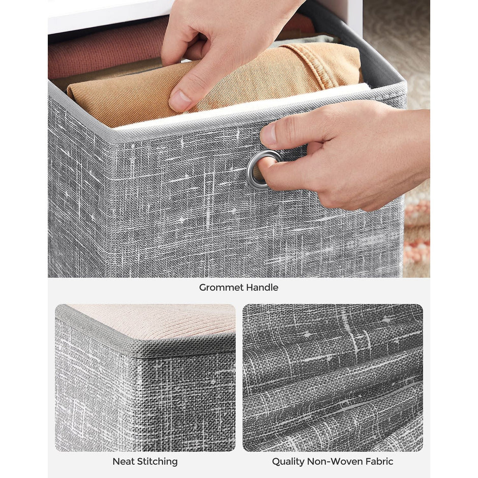 Fabric Storage Boxes – Heathered Grey – Set of 6 – Foldable with Fingerhole
