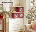 Christmas Bauble Storage Boxes – Fabric – Green – Set of 3 with 64 Compartments and Modular Dividers
