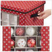 Christmas Bauble Storage Boxes – Fabric – Green – Set of 3 with 64 Compartments and Modular Dividers