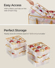Christmas Bauble Storage Box – Plastic – Sandy Gold – 54 Slots with Lid and Dual Zippers