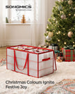 Christmas Bauble Storage Box – Plastic – Sandy Gold – 54 Slots with Lid and Dual Zippers