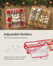 Christmas Ornament Storage Box – Fabric – Cherry Red – 96 Slots with Dividers and Zippers