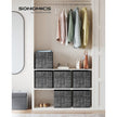 Set of 6 Foldable Fabric Storage Boxes – Heathered Black – 30 x 30 x 30 cm – Convenient Fingerhole