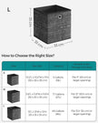 Set of 6 Foldable Fabric Storage Boxes – Heathered Black – 30 x 30 x 30 cm – Convenient Fingerhole