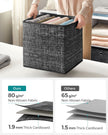 Set of 6 Foldable Fabric Storage Boxes – Heathered Black – 30 x 30 x 30 cm – Convenient Fingerhole