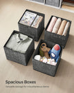 Set of 6 Foldable Fabric Storage Boxes – Heathered Black – 30 x 30 x 30 cm – Convenient Fingerhole