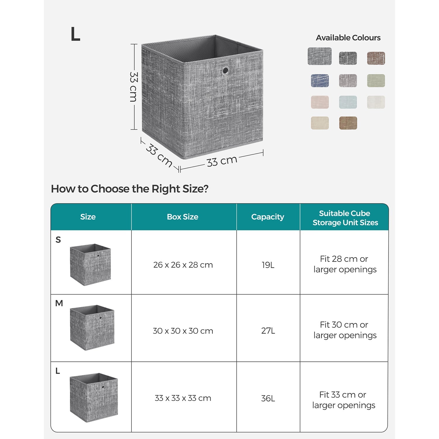 Fabric Storage Boxes – Heathered Grey – Set of 6 – Foldable with Fingerhole