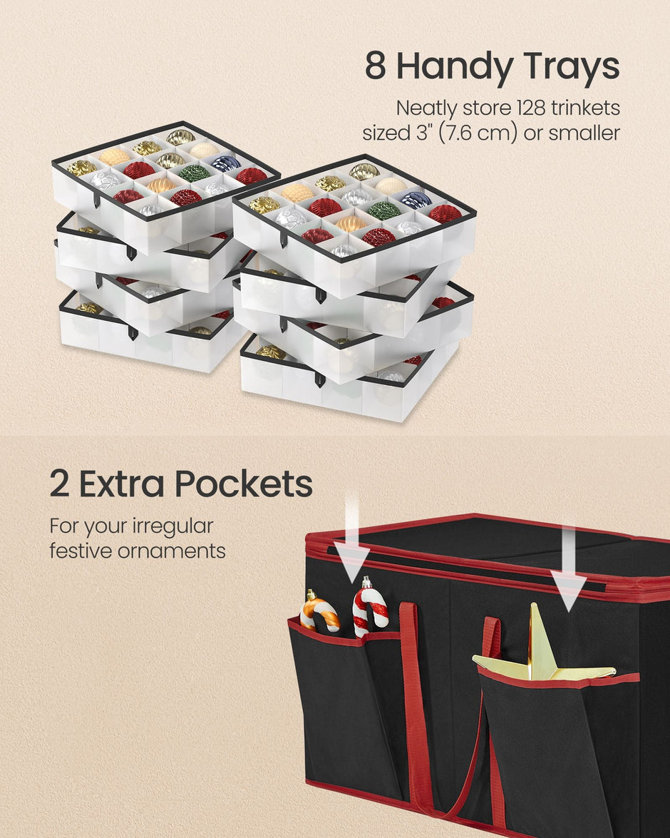 Decorative Storage Box – Fabric – Red – Large Capacity for Christmas Decorations