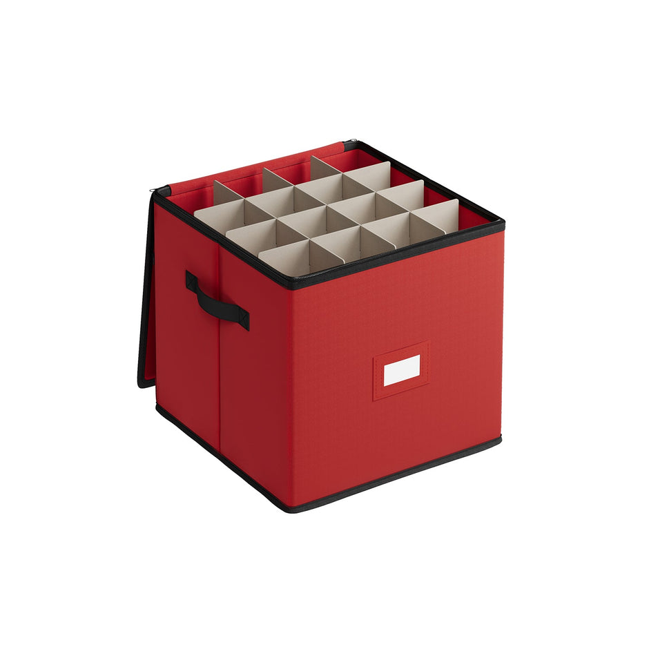 Stackable Storage Box – Non-Woven Fabric – Christmas Bauble – 64 Slots, Dual Zippers, Adjustable Dividers