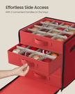 Christmas Decoration Storage Box – 600D Oxford – Cherry Red – Stackable with Side Open and 4 Drawer Trays