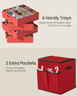 Christmas Decoration Storage Box – 600D Oxford – Cherry Red – Stackable with Side Open and 4 Drawer Trays