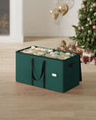 Christmas Decoration Storage Box – Non-Woven Fabric – Red – Stackable with Adjustable Dividers and Dual Zippers