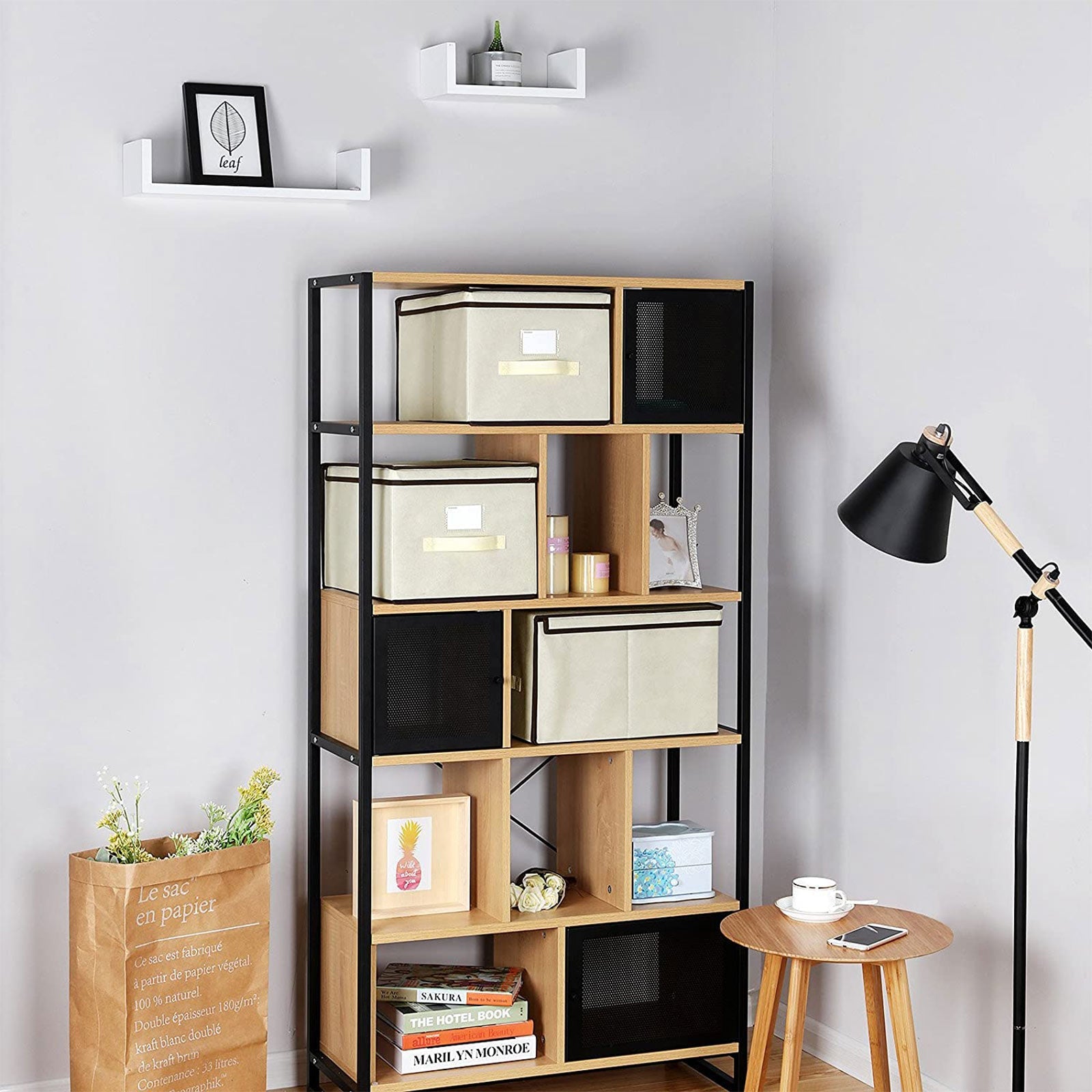 Set of 3 Foldable Fabric Storage Boxes – Beige – Includes Lids and Label Holders