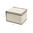 Set of 3 Foldable Fabric Storage Boxes – Beige – Includes Lids and Label Holders