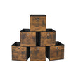 Set of 6 Folding Storage Boxes – Non-Woven and Oxford Fabric – Rustic Brown and Black – 30 x 30 x 30 cm