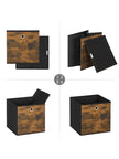 Set of 6 Folding Storage Boxes – Non-Woven and Oxford Fabric – Rustic Brown and Black – 30 x 30 x 30 cm