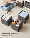 Set of 6 Foldable Storage Organiser Boxes – Non-Woven Fabric – Rustic Brown and Black – Includes Handles
