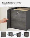 Set of 6 Foldable Storage Organiser Boxes – Non-Woven Fabric – Rustic Brown and Black – Includes Handles