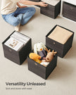 Set of 6 Foldable Storage Organiser Boxes – Non-Woven Fabric – Rustic Brown and Black – Includes Handles