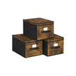 Set of 3 Foldable Fabric Storage Boxes – Grey – Clear Front Window and Lid