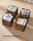 Set of 6 Foldable Storage Cubes – Oxford and Non-Woven Fabric – Rustic Brown and Black – Convenient Handle