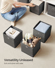 Set of 6 Storage Boxes – Non-Woven and Oxford Fabric – Rustic Brown and Black – Foldable with Handle