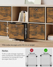 Foldable Storage Cubes – Oxford & Non-Woven Fabric – Rustic Brown & Black – Set of 6, 33cm Size with Handles