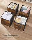 Foldable Storage Cubes – Oxford & Non-Woven Fabric – Rustic Brown & Black – Set of 6, 33cm Size with Handles