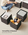 Set of 6 Foldable Storage Bins – Non-Woven Fabric – Misty Grey – With Handles, 33 x 33 x 33 cm