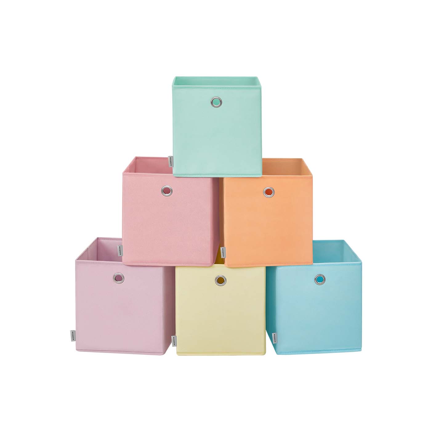 Set of 6 Collapsible Storage Cubes – Fabric – Rainbow – Perfect for Cube Storage Units