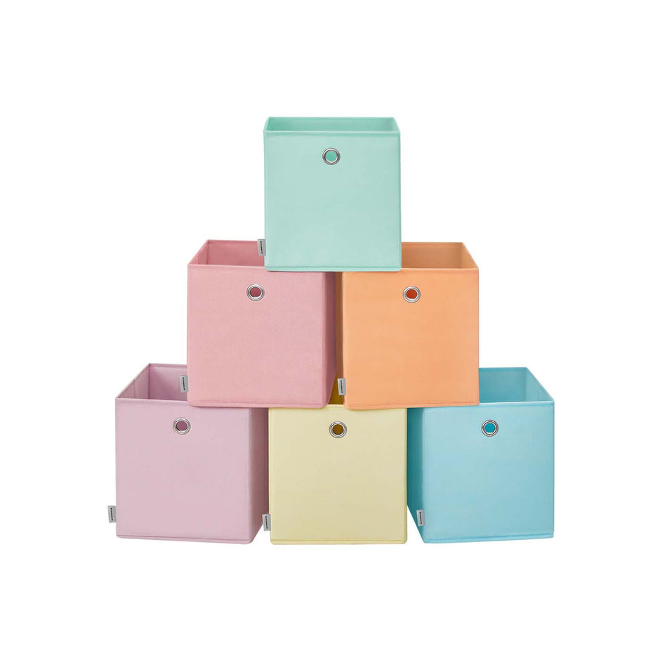 Set of 6 Collapsible Storage Cubes – Fabric – Rainbow – Perfect for Cube Storage Units