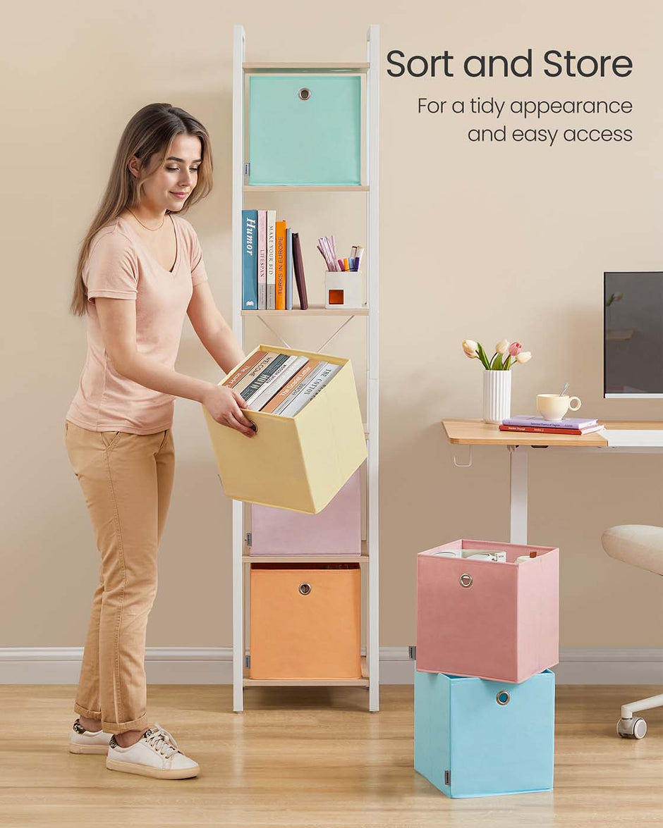 Set of 6 Collapsible Storage Cubes – Fabric – Rainbow – Perfect for Cube Storage Units