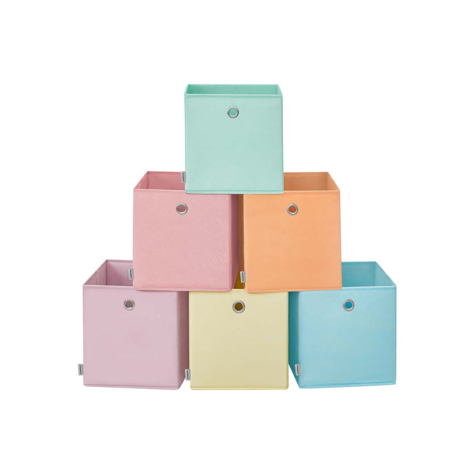 Set of 6 Collapsible Storage Cubes – Fabric – Rainbow – Fits Standard Cube Storage Units