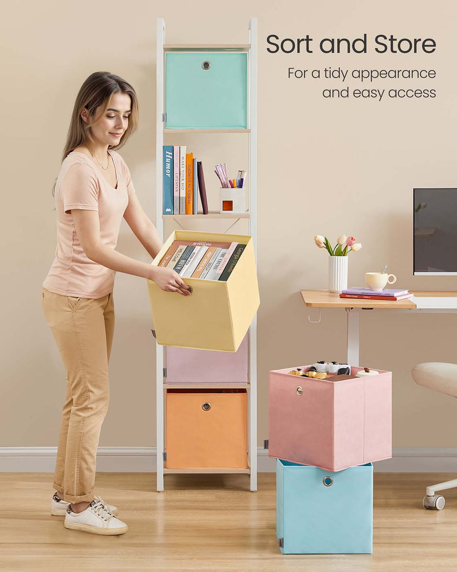 Set of 6 Collapsible Storage Cubes – Fabric – Rainbow – Fits Standard Cube Storage Units