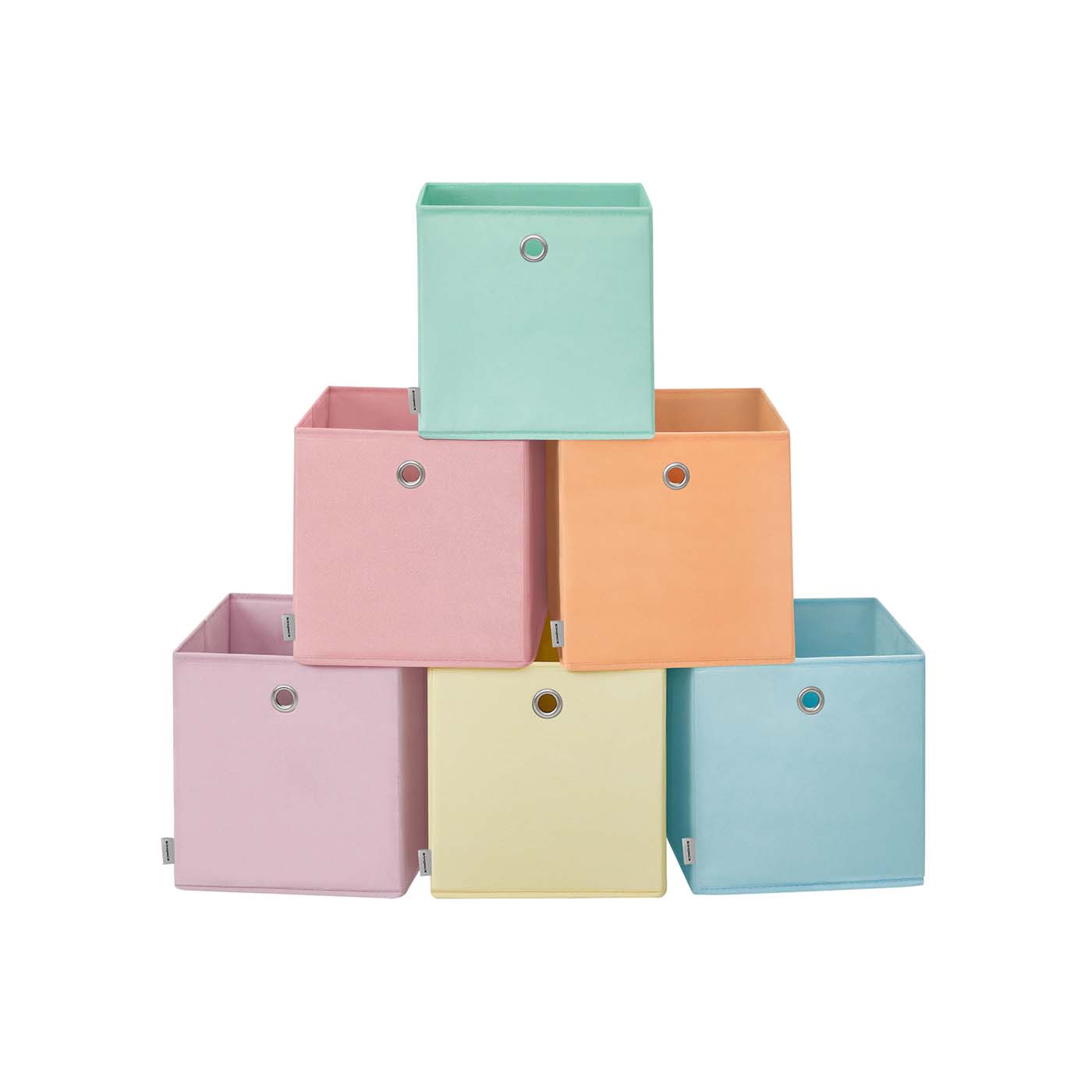 Set of 6 Collapsible Storage Cubes – Fabric – Rainbow – Fits Cube Storage Unit