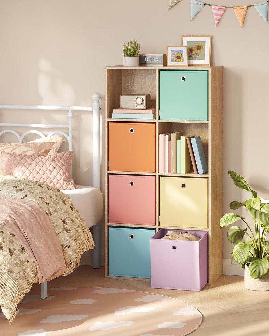 Set of 6 Collapsible Storage Cubes – Fabric – Rainbow – Fits Cube Storage Unit