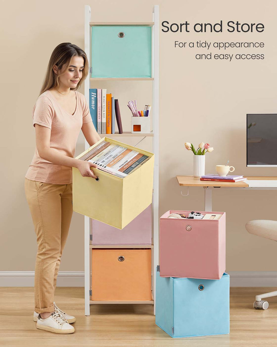 Set of 6 Collapsible Storage Cubes – Fabric – Rainbow – Fits Cube Storage Unit