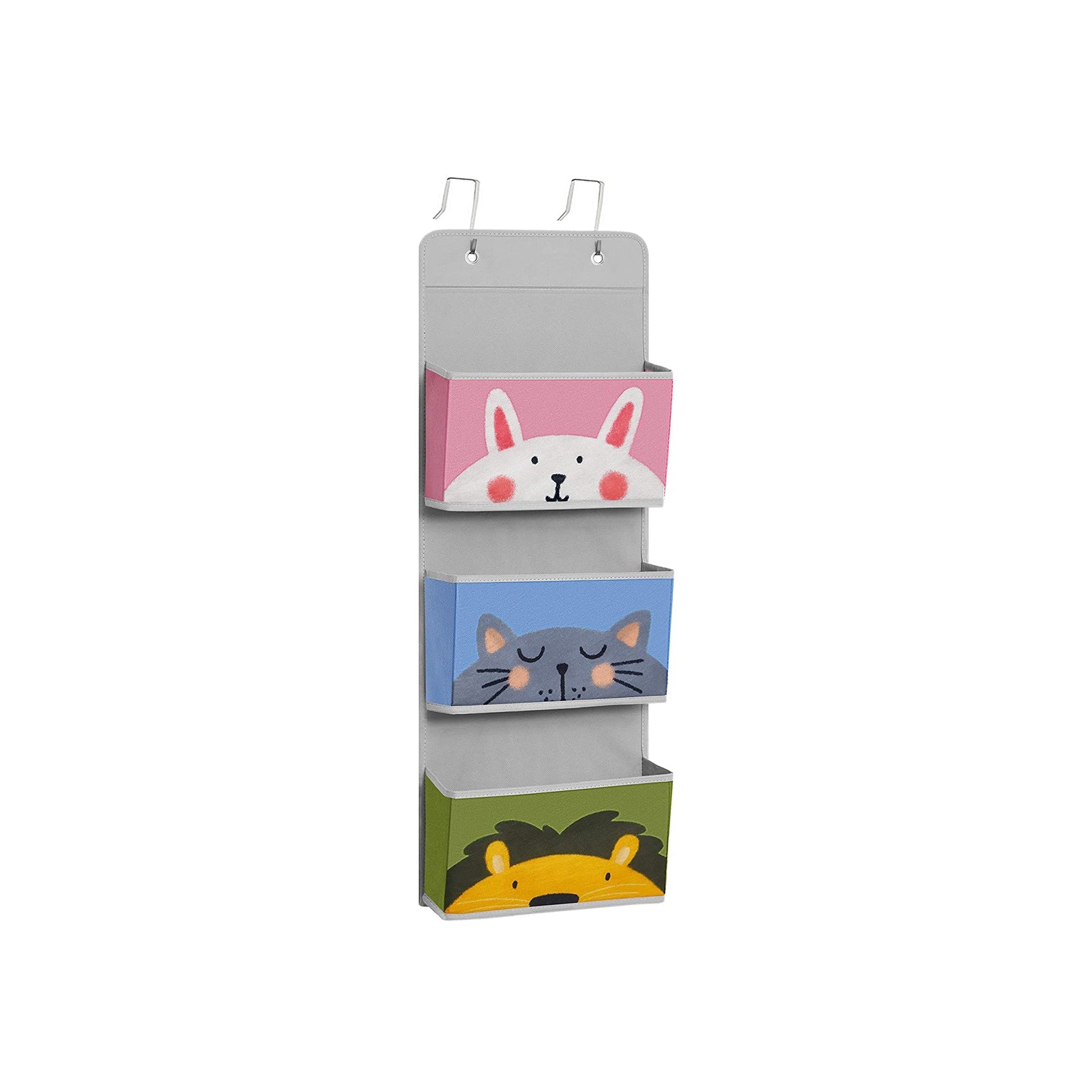 Over-the-Door Organizer – Fabric – Multicolor – Animal Theme with 3 Pockets and 2 Hooks