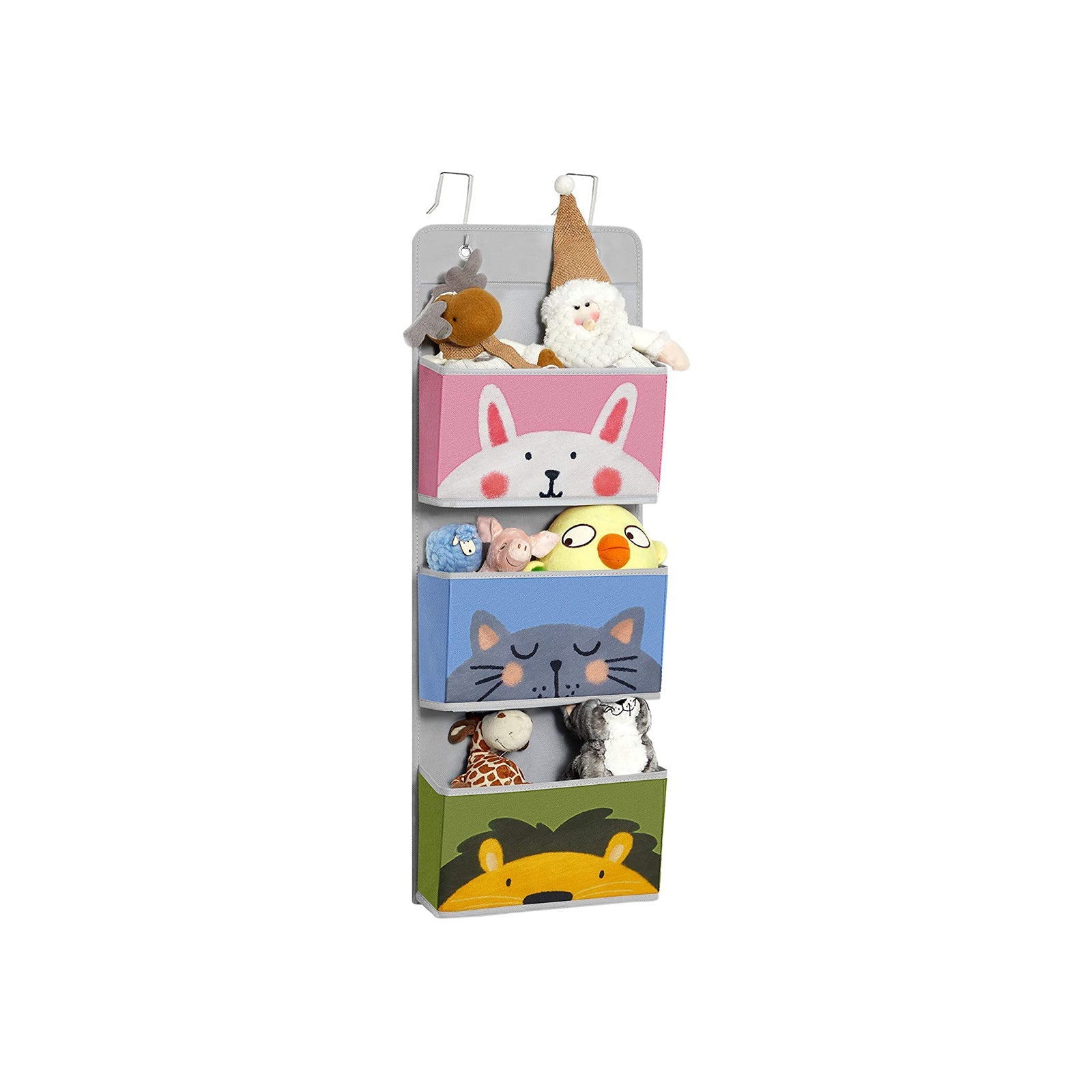 Over-the-Door Organizer – Fabric – Multicolor – Animal Theme with 3 Pockets and 2 Hooks