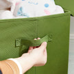 Toy Storage Organizer – Fabric – Green and Yellow – Foldable with Lid and Handle