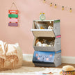 Set of 3 Stackable Toy Organiser Boxes – Fabric – Pink, Blue, Green, Grey – Magnetic Lid and Handles